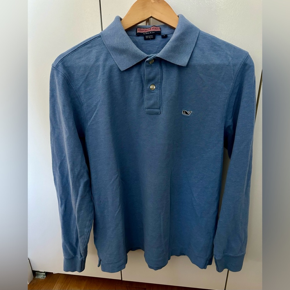 Vineyard Vines heather blue long sleeve polo size small.